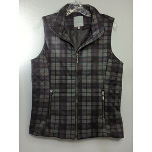 LEMON TART  BLACK/GRAY COLORBLOCK KNIT PUFFER VEST‎ WOMENS SIZE Medium J11